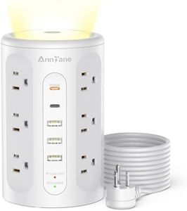 Tower Power Bar Surge Protector, Power Strip Tower with Night Light, PD 20W Surge Protector with USB Ports and Multiple Outlets (12AC+3A+2C), 10 FT Extension Cord for Home Office Desk DormRoom (White)
