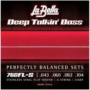 La Bella 760FL-S Stainless Steel Flat Wound Light Short Scale Bass Guitar String