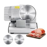 Meat Slicer,CUSIMAX Electric Deli Meat Cheese Food Slicer with Removable Food Carriage,2 Removable 7.5''Stainless Steel Blades,1-20mm Adjustable Thickness Meat Slicer for Home,Cut Meat,Cheese,Bread