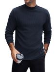 COOFANDY Men's Jumper Turtle Neck Tops Round Neck Long Sleeve T-Shirt Thermal Roll Neck Tops Turtleneck Jumper Undershirt Knitted Jumper Navy Blue XL