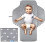 PHOEBUS BABY Portable Changing Pad Travel - Waterproof Compact Diaper Changing Mat with Built-in Pillow - Lightweight & Foldable Changing Station(Cute Elephant)