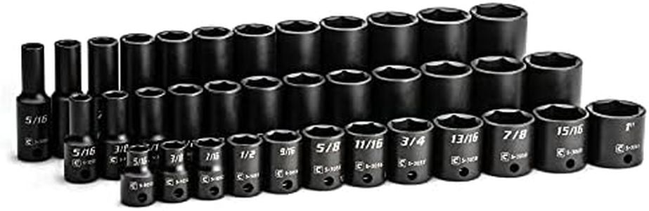 Capri Tools 3/8 in. Drive Shallow, Semi-Deep and Deep Impact Socket Set, SAE, 5/16 to 1 in, 36-Piece