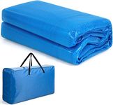 GYMAX Pool Cover, 18 FT x 36 FT 12-mil Solar Pool Cover with Carry Bag, Heat Retaining Rectangle Bubble Cover Floating Spa Blanket for Tub, In-Ground & Above Ground Swimming Pools (Blue)