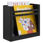 Navaris Wall Mounted Magazine Holder - Hanging Organiser Rack for Magazines Files Books Documents Newspapers - Black, 30 x 27 x 11 cm