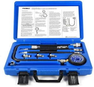 PESIKO Engine Compression Tester Kit | 0-300 psi/20.7 Bar | Cylinder Compression Gauge, Multi-Size Spark Plug Adapters for Gasoline Engines