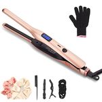 Pencil Flat Iron for Short Hair, Pro Straightener and Curler 2 in 1 Ceramic Mini Small Flat Iron for Short Hair, Beards & Pixies, 3/10Inch Straightener Iron for Men's Quick Grooming Gift (Glod)