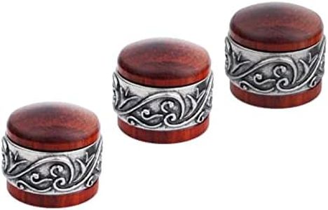 Guyker 3Pcs Red Sandalwood Potentiometer Control Knobs Dia. 6mm (0.24") Shaft Pots - Long Grass Flower Around Dome Speed Tone Volume Knob Guitar Bass - Antique Silver