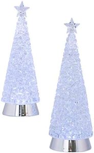 Cube Swirl Trees LED Cool White 14 inch Acrylic Holiday Figurines Set of 2