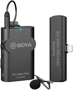 BOYA by-WM4 Pro Wireless Lavalier Microphone System with Lightning Connector Receiver for iPhone iPad iOS Podcast Facebook YouTube Live Stream Video Recording