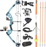 Bowfishing Compound Bow Kit with Bowfishing Reel, Bow Fishing Arrows,30-55Lbs,Left/Right Hand Bow for Adult/Youth Fishing Hunting (Blue Kit, Left Handed Bow)