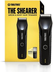 Tooletries The Shearer - Electric Groin & Body Hair Trimmer, Replaceable Skin ProTech Ceramic Blade Heads, Waterproof Wet/Dry Clippers, USB-C Rechargeable, Men’s Hygiene Ball Shaver