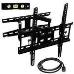 Mount-It! TV Wall Mount Full Motion | Swivel TV Wall Mount with Extendable Arms for Mid-Sized TVs | Tilting TV Wall Mounting Bracket | Support TV Mural | 6 Ft HDMI Cable Included, Black (MI-4461Cable)