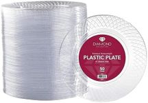 Prestee Plastic Clear Disposable Plates, 50ct Clear Plastic Plates 9 inch - Heavy Duty Hard Clear Plates for Party, Elegant Cake Dessert Salad Appetizer Dinner Plate for Wedding Holidays Easter Plates