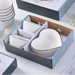 OLWICK® Ceramic Bowl, Heart Shaped Ceramic Bowls, Creative Soup Bowl, Rice Bowl, Noodle Bowl, Fruit Bowl, Microwave Oven Safe, for Home Kitchen Restaurant, Pack of 3