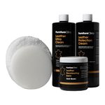 Furniture Clinic Leather Complete Restoration Kit (Black) - Contains Leather Recolouring Balm, Protection Cream, Cleaner, Sponge and Applicator - Restore and Repair Sofas, Chairs, Car Seats