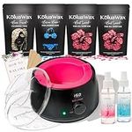 KoluaWax Premium Waxing Kit for Women - Hot Melt Hard Wax Warmer for Hair Removal, Eyebrow, Bikini, Legs, Face, Brazilian Wax - Machine, 4-Pack Beads, Accessories, Black