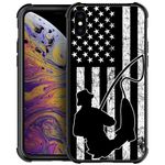 CARLOCA Compatible with iPhone XR Case,Patriotic American Flag Fishing Pattern iPhone XR Cases Ultra Protection Shockproof Soft Silicone TPU Non-Slip Back for iPhone XR