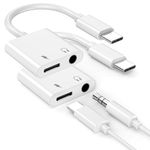 Headphone Adapter for iPhone 16, 2 Pack [MFi Certified] USB Type C to Aux Audio Jack Adapter with PD 60W Fast Charging Dongle Cable for iPhone 16/16 Plus/16 Pro/16 Pro Max/15/15 Plus/15 Pro/15 Pro Max