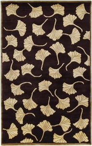 Hauteloom Northglenn Wool Living Room, Bedroom Area Rug - Floral Leaf Botanical Palm Border - Contemporary Modern Transitional Traditional - Dark Purple, Tan, Faded Driftwood, Black, Cream - 9' x 13'