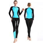 COPOZZ Diving Skin, Men Women Youth Thin Wetsuit Rash Guard- Full Body UV Protection - for Diving Snorkeling Surfing Spearfishing Sport Skin (Black/Blue, Medium for Women)