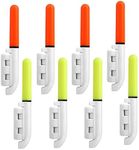 TSV 8 PCS Fishing Glow Sticks, LED Glow Sticks for Fishing, LED Night Fishing Strike Alert Glow Stick Bite Alarm, Waterproof Luminous Glow Lamp, Rod Tip Glow Sticks Tube Tackle for Sea Fishing Rod