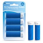 4 x Extra Coarse Blue Replacement Rollers Compatible with Emjoi Micro Pedi - Electric Foot File Roller Heads for Rough, Dry and Callused Feet