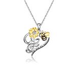 LUHE Bee Necklace Sterling Silver Sunflower Necklace You are My Sunshine Sunflower Flower Pendant Jewelry for Women (Gold)