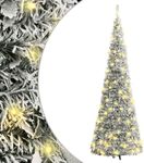 vidaXL Modern Artificial Christmas Tree with Flocked Snow & 50 Warm White LEDs - 120 cm PVC Holiday Decoration with 8 Lighting Effects & Sturdy Metal Stand