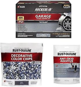 Rust-Oleum 293513 Rocksolid Polycuramine Garage Oil Floor Coating, 2.5 Car Kit, Gray & 301359 Decorative Color Chips, Gray Blend, 1lb(454g) & Oil 279847 EPOXYShield Anti Skid 3.4-Ounce