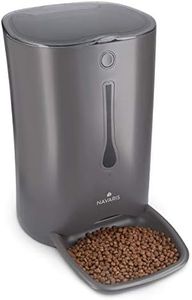 Navaris Distributeur Croquettes Chat Chien Automatique - Gamelle Alimentation Animaux - Programmable 4 Repas par Jour - Enregistrement Vocal - 6L