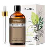 PHATOIL Sandalwood Essential Oil, Pure Sandalwood Scent Essential Oil for Diffuser, Humidifier - 100ML/3.38FL.OZ Sandalwood Oil for Home Office