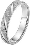 PAURO Women's Stainless Steel 4mm Stackable Engagement Wedding Band Ring Sand Blast Finish Silver Size T