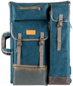 TRANSON Art Portfolio Case Artist Backpack Canvas Bag Large 26” x 19.5” Turquoise Green