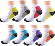 Compression Socks Plantar Fasciitis Sock for Women and Men, 8 Pairs Arch Support Low Cut Running Gym Sport Hiking Cycling Travel Nurses Compression Foot Socks (L-XL, Assorted1)