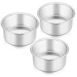 Homikit 4 Inch Round Cake Tin for Baking, Stainless Steel Layer Cake Tins Pans Set of 3, Mini Cake Bakeware Set Ideal for Birthday Wedding Christmas, Healthy & Sturdy, Dishwasher Safe