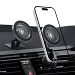 Spigen Magnetic Air Vent Car Mobile Holder [Super Strong Magnet] [MagSafe Ring Included][Extra Mini Dashboard Mount] for iPhone 17/16/15/13/12, Samsung Galaxy Series and More(Extension Type) - Silver