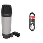 SAMSON C01 Large Diaphragm Condenser Microphone & Stagg 3M / 10ft XLR to XLR Cable, 3-Pin Male to Female, Suitable for Microphone, PA System, Audio Mixer, Studio Monitors, Audio Recording