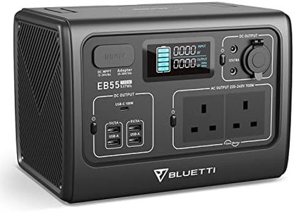 BLUETTI EB55 Portable Power Station Solar Generator with 537Wh LiFePO4 Battery 700W Inverter AC 230V / DC 12V / USB Outlets Outdoor Backup Power Supply for Travel Camping Campervan