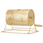 VIVOHOME 16 Inch x 12 Inch Brass Plated Raffle Drum Lottery Spinning Drawing with Wooden Turning Handle Holds 5000 Tickets