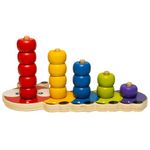 Cubelelo Caterpillar Wooden Stacking Rings | Multicolor 15 Rings Sort & Stack Puzzle Toy | Early Educational Learning Development Game for Kids Children Boys Girls