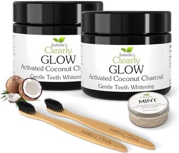 2 Pack Glow Teeth Whitening Activated Charcoal Powder + 2 Bamboo Ultra Soft Toothbrushes + Sample of Mint Remineralizing Toothpaste Powder | Natural Tooth Whitening Kit