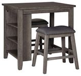 Signature Design by Ashley Caitbrook Counter Height Dining Table Set of 3, Gray