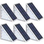 LED Solar Step Lights Waterproof Outdoor Stair Lights, Solar Deck Lights Outdoor Decor IP67 Solar Decoration Lights for Yard, Patio, Garden, Walkways, Front Door, Pathway, Driveway, Porch 6 Pack