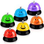 Tudomro 6 Pcs Call Bell Service Bell for Desk Smile Face Dinner Bell 3 Inch Diameter Metal Desk Bell Anti Rust Classroom Bell for Hotel Restaurant Office School Kitchen Bar(Plain Color)