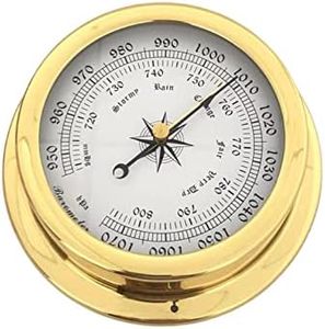 Qianly Wall Mounted Barometer Watch Pressure Gauge Accuracy Brass Shell Weather Station Indoor Outdoor for Porches Warehouses Marine Home Yard