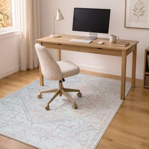 iCasso Office Chair Mat for Hardwood Floors, 48"x60" Vintage Desk Rug Pink