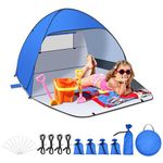 Jsdoin Pop Up Beach Tent for 2-3(L) Person/3-4(XL) Person - Automatic Portable Waterproof and Pest-Proof Beach Tent for Adults with UV 50+ Extended Zippered Porch Sun Shelter