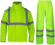 VENDACE Hi Vis Reflective Rain Jacket Suit and Pants for Men Waterproof Class 3 High Visibility Safety Rain Gear Raincoat(S/M)