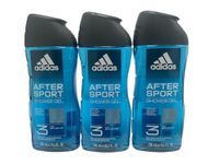 3 x Adidas Body Hair Face Shower Gel 250ml - After Sport (Hydrating)