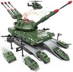 Army Tank Toys for Boys 3 4 5 6 7 8 Years Old, Military Transport Tank with 6PCS Die-Cast Vehicles, Toy Tank with Light, Sound & Missiles Shooting, Christmas Birthday Gifts for Kids Age 3+